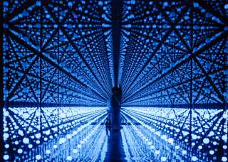 Light art installation with blue lights