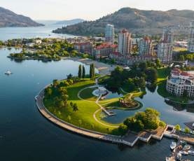 Downtown Kelowna During Summer Aerial 25