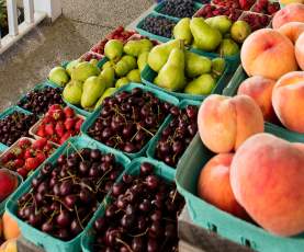Fresh seasonal produce at Don-O-Ray Farm Market stand in Kelowna, BC