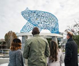 Meeting group at The Bear sculpture 1