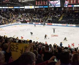 Japanese figure skater Yuzuru Hanyu stands on the ice at the end of his performance during the men's long program / free skate of Skate Canada International held at Prospera Place on October 26, 2019 in Kelowna, Canada. (Photo by Marissa Baecker/Shoot the Breeze)
