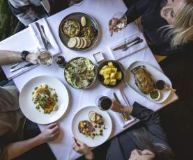 A delicious looking spread of food at Botswana Butchery