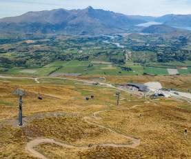 Coronet Peak Bike Park drone shot in summer