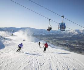 Skiing on Coronet Peak on a bluebird day