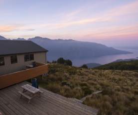 Sunset at Luxmore Hut on the Kepler Track
