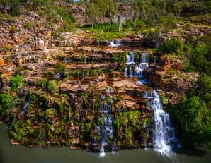 A stunning cascading waterfall at King Cascade in Prince Regent National Park on the Kimberley Coast