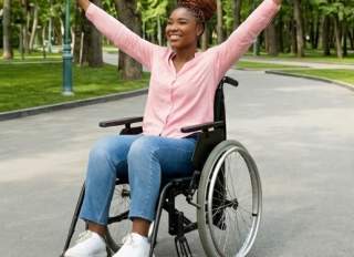 Woman in wheelchair