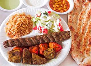 Seekh kebab dish with basmati rice