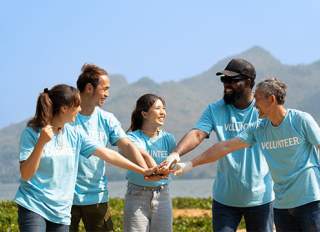 Group of smiling volunteers