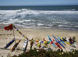 Kayaks at Half Moon Bay