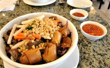 A cup of stew from Grilled Ginger, a Vietnamese restaurant in Fayetteville, NC