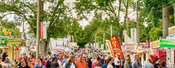 The busy midway at the Centre County Grange Encampment and Fair