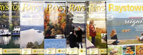 Huntingdon County Visitors Guides in a line 2017-2022
