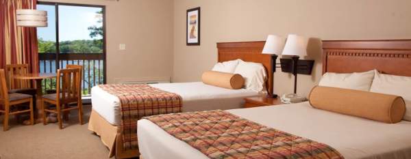 Interior view of the lodge rooms at the Lake Raystown Resort