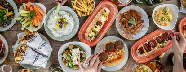 Table full of greek food