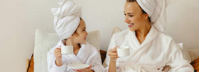 A mother and daughter at a spa