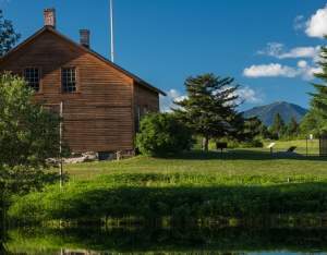 A building on the grounds of the John Brown Farm State Historic Site