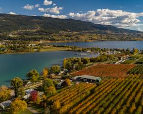 Aerial view of Oyama Lake near Lake Country, BC