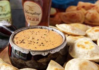 Classic Onion Pierogies with Yuengling Traditional Lager Cheese Dip