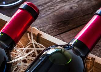 wine bottle in wooden crate