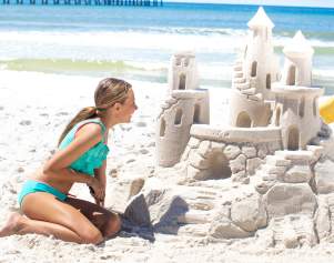 Kids with sandcastle