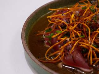 Half view dish with noodles