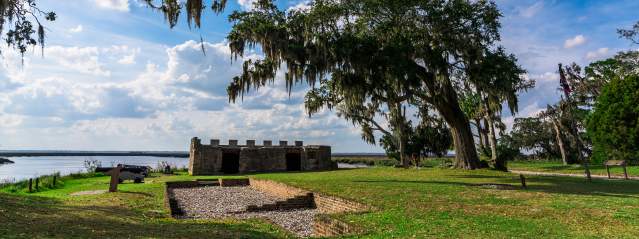 View of Fort Frederica National Monument on St Simon Island in Georgia