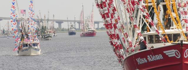 Local shrimpers proudly display their vessels at the annual Brunswick Blessing of the Fleet and Mayfair Festival on the Georgia coast.