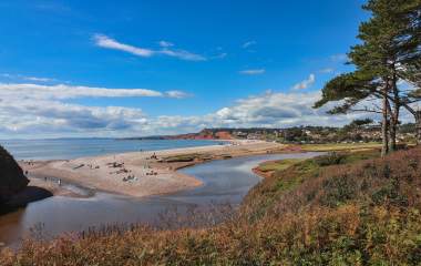budleigh salterton sea view from pebble heats
