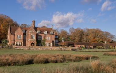 Exterior of Burley Manor Hotel in the autumn in the New Forest
