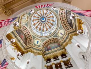 A colorful roof of the rotunda at the Capitol Building in Harrisburg