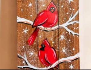 Cardinal Calling Wooden Plank Sign - Painting Class