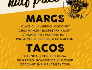 Half Price Tacos and House Margs at Yellow Door Taqueria!