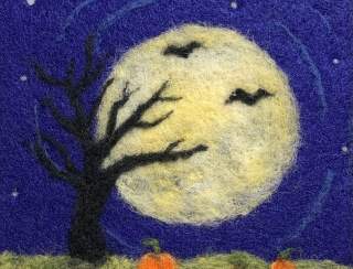 Spooky Moonlit Night Felted Wool Painting