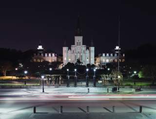 Jackson Square and St. Louis Cathedral at night