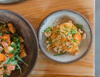 Rainbow Squash Noodle Salad, Panzanella Salad- Bearcat Cafe