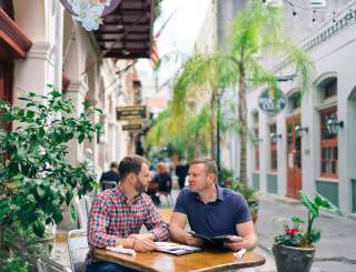 Gay Couple Eating Lunch