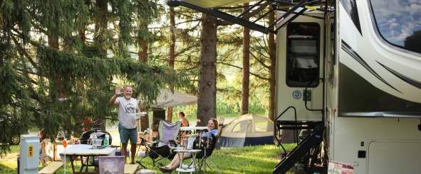 Campgrounds and State Parks provide a plethora of tent sites, RV, and cabins to stay in.