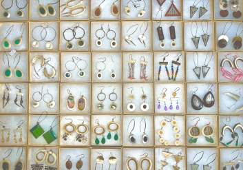 A collection of Alaska Native earrings created by artist Miranda Petruska.