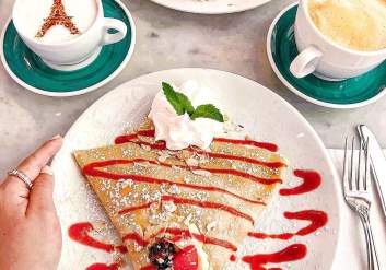 Crepes and lattes at Sweet Paris Sugar Land.