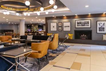 Stylish lobby at the Sheraton Ann Arbor