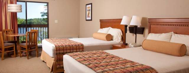 Interior view of the lodge rooms at the Lake Raystown Resort