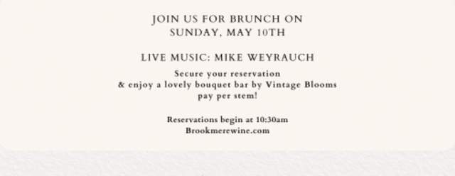 Mother’s Day Brunch at Brookmere Winery