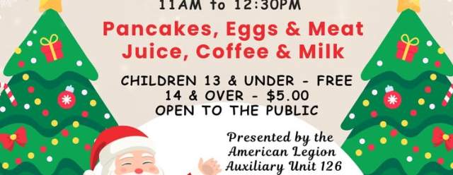 PJs and Pancakes with Santa the Broad Top American Legion