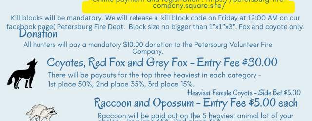 Petersburg Volunteer Fire Co. Winter Predator Hunt