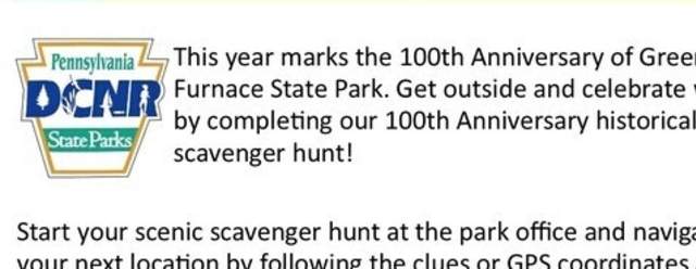 100th Anniversary Scavenger Hunt at Greenwood Furnace State Park