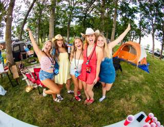 A group of friends at XRoads41 Music Festival Campgrounds in Oshkosh, Wisconsin