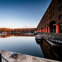 The Royal Albert Dock at dusk