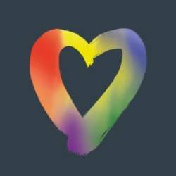 A multicoloured heart on a grey background