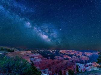 Dark sky views over red rock formations at Cedar Breaks National Monument in Southern Utah.